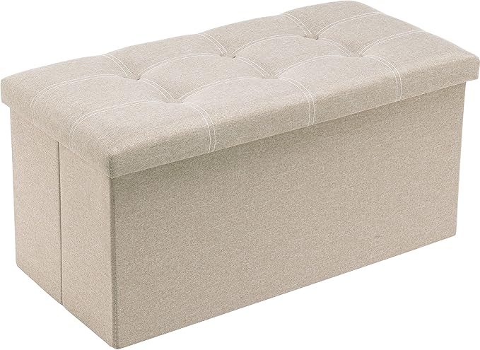 beige storage ottoman for living room