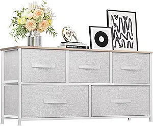 grey fabric dresser 