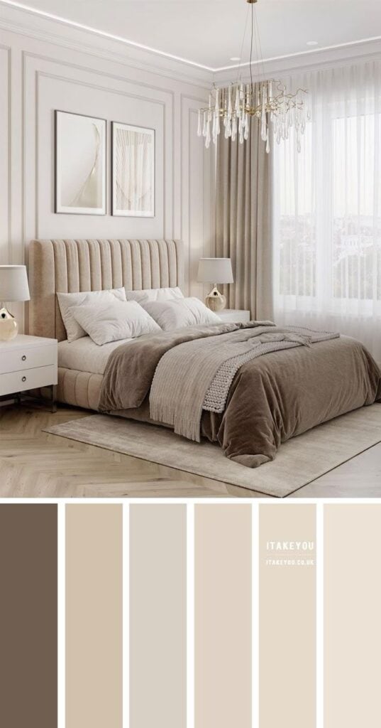 mix and match bedroom furniture ideas with beige color palette