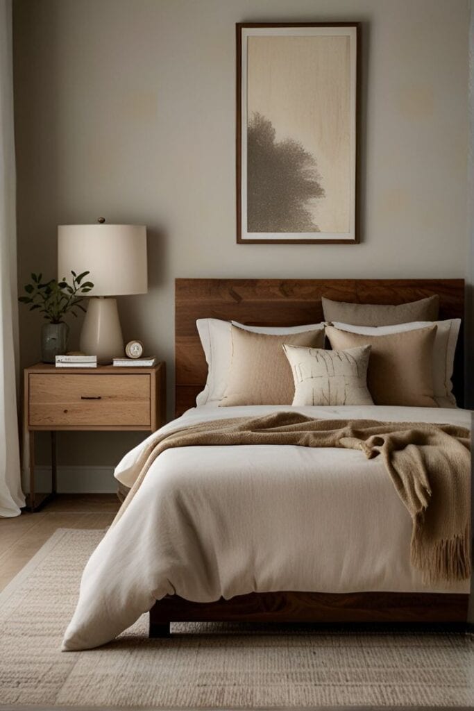 bedroom with different wood toned furniture