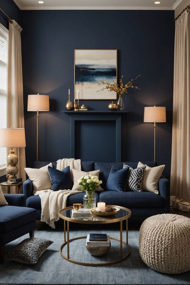 16 Stunning Navy and Grey Living Room Ideas That Wow - Budget Home Haven