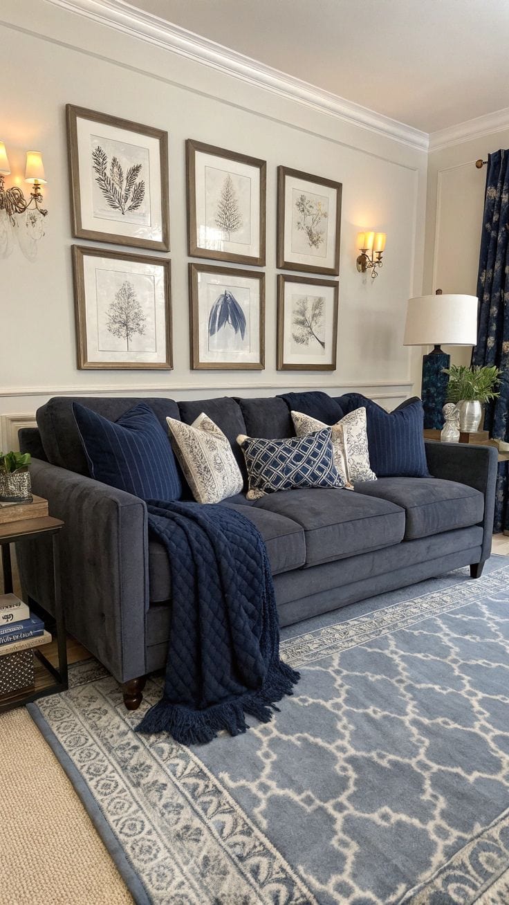 16 Stunning Navy and Grey Living Room Ideas That Wow - Budget Home Haven