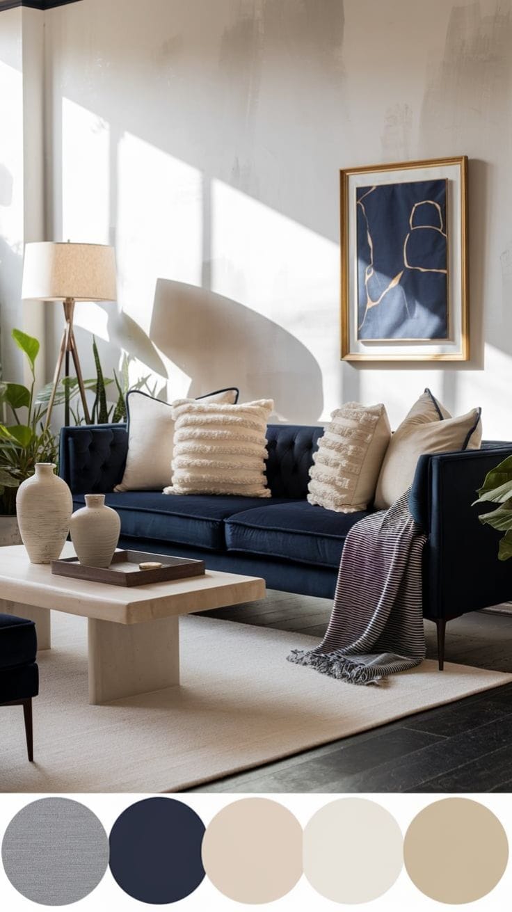 16 Stunning Navy and Grey Living Room Ideas That Wow - Budget Home Haven