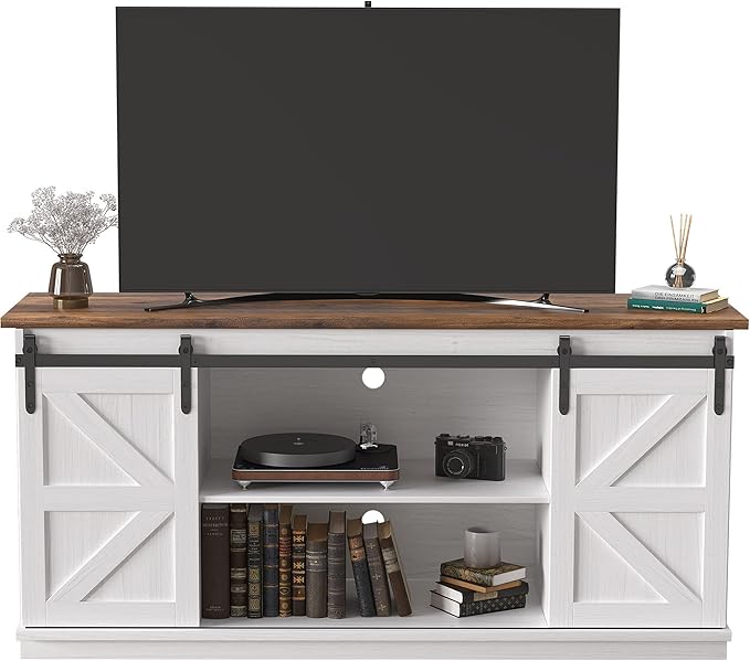 white farmhouse tv stand First Apartment Essentials Checklist